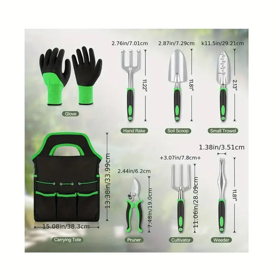 8-piece garden hand tool set with pruning shears, gloves and storage tote, photo 3 of 8