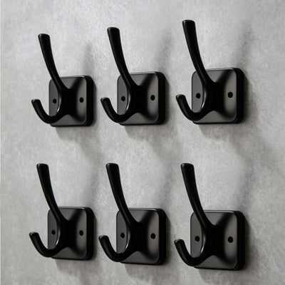 Black wall hooks set of 6 minimalist coat hanger in matte finish