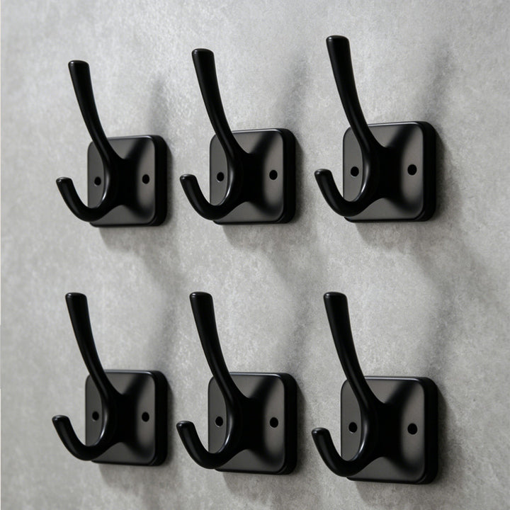 Black wall hooks set of 6 minimalist coat hanger in matte finish