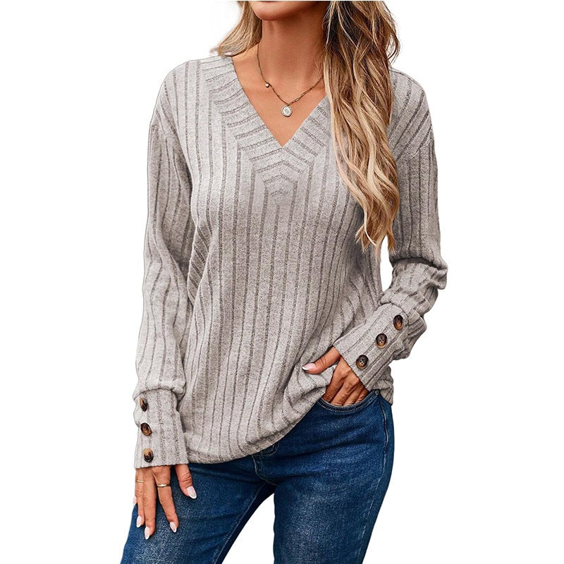 Women's long sleeve V-neck shirt