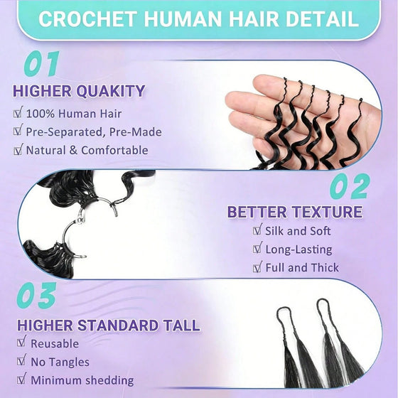 Human hair crochet braiding extensions, photo 5