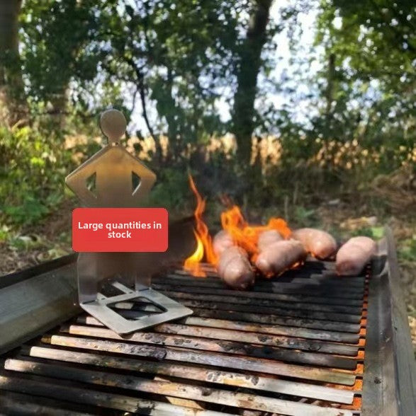 Stainless Steel BBQ Sausage Holder Outdoor Human-Shaped Barbecue Rack
