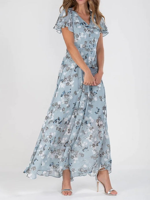 Chiffon Floral Ruffle Dress