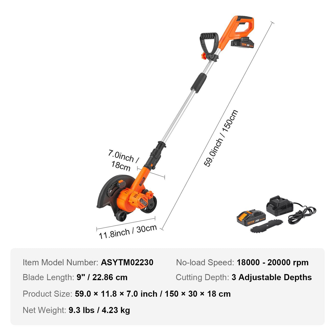 20V Cordless Lawn Edger Kit included accessories