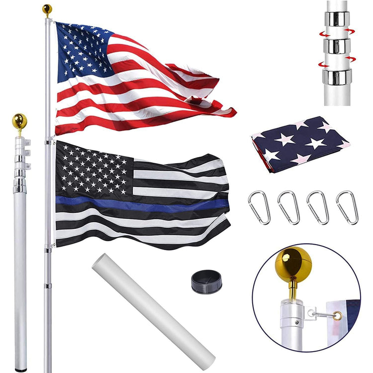 20 ft. Telescopic Aluminum Flagpole angle detail view