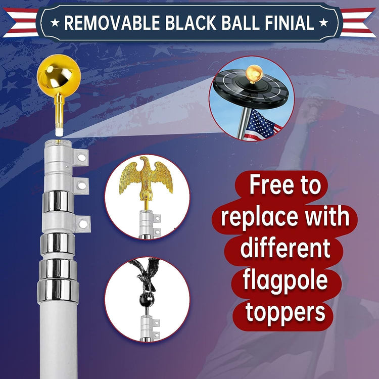 20 ft. Telescopic Aluminum Flagpole in-use view