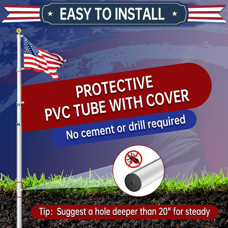 20 ft. Telescopic Aluminum Flagpole feature detail