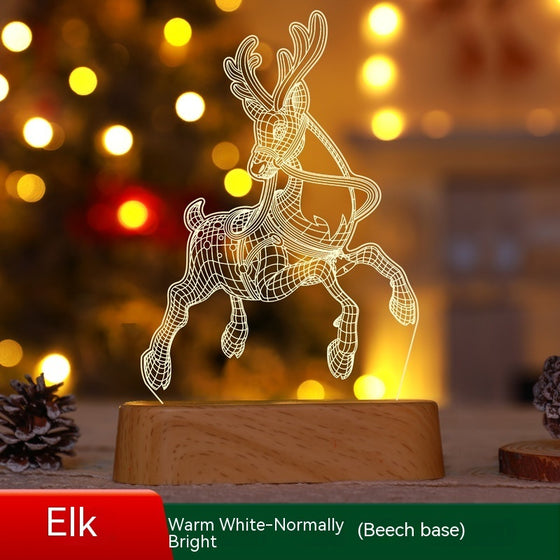 Elk 3D acrylic LED night light, warm white, white base
