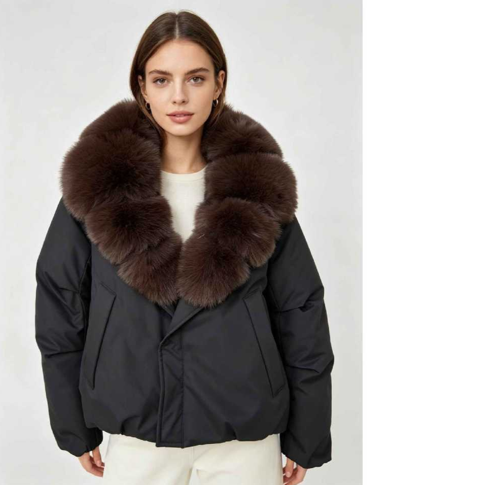 Women's Large Fur Collar Short Down Cotton-padded Jacket
