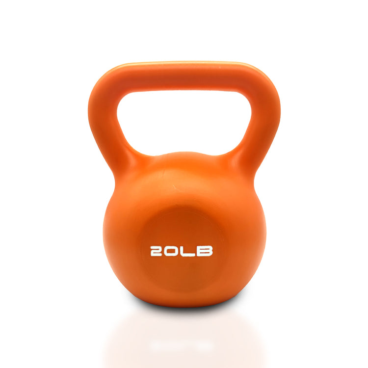 20 lb vinyl coated kettlebell in orange
