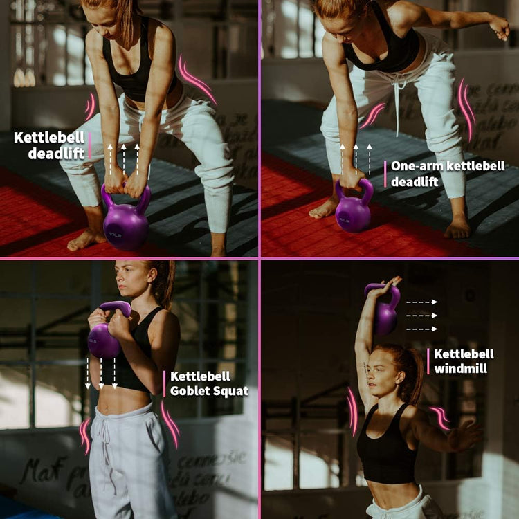 20lbs Kettlebell Set, Strength Training Kettlebells Weight Set For Women, Vinyl Coated Kettle Bell For Home Gym Workout Weigh