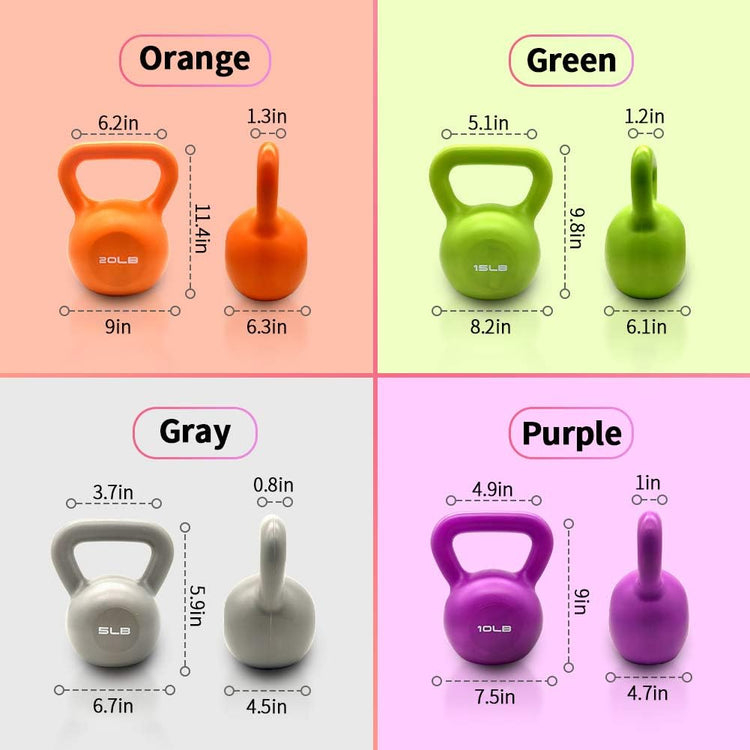 20lbs Kettlebell Set, Strength Training Kettlebells Weight Set For Women, Vinyl Coated Kettle Bell For Home Gym Workout Weigh