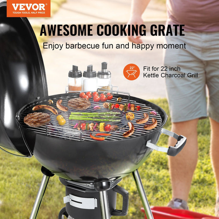 21-inch round charcoal cooking grate for kettle-style grills, secondary angle
