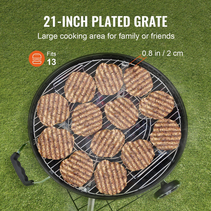 21-inch round charcoal cooking grate for kettle-style grills, detail view