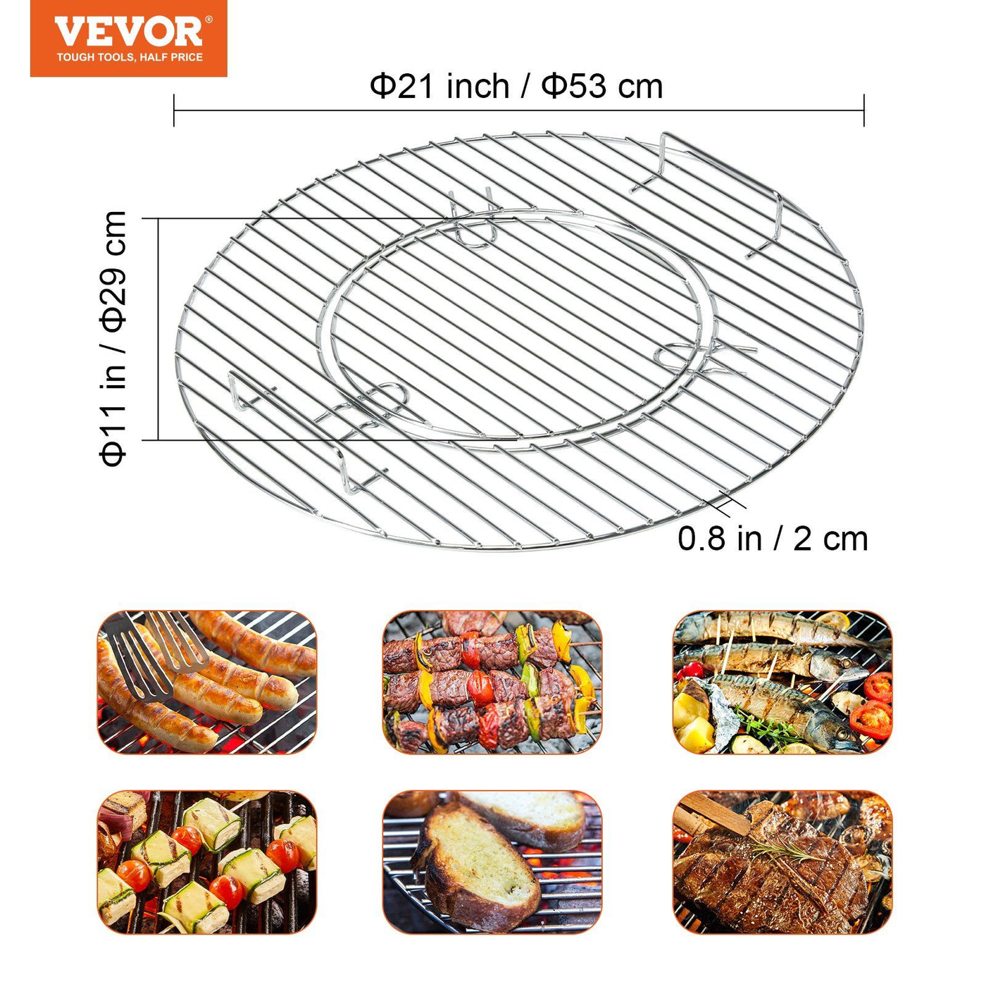 21-inch round charcoal cooking grate for kettle-style grills, additional view 7