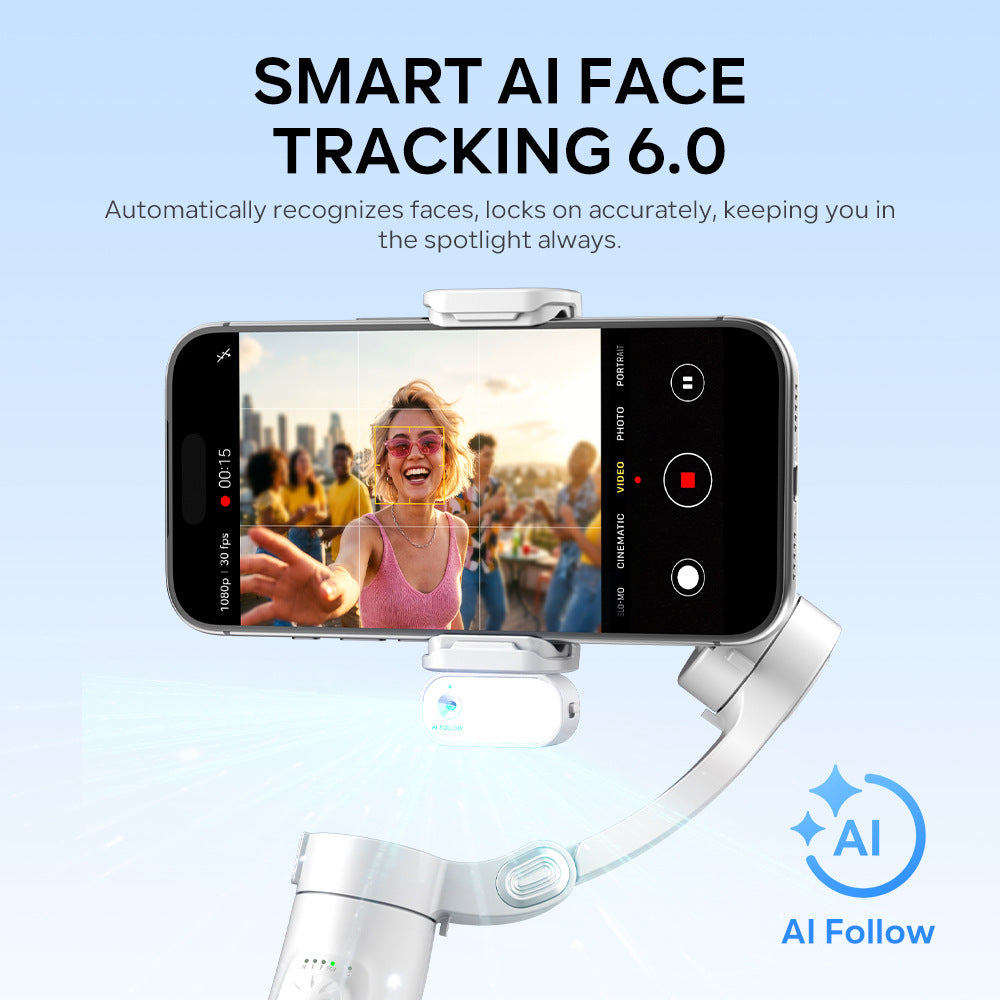 Smartphone Three-Axis Stabilizer Gimbal with AI Tracking