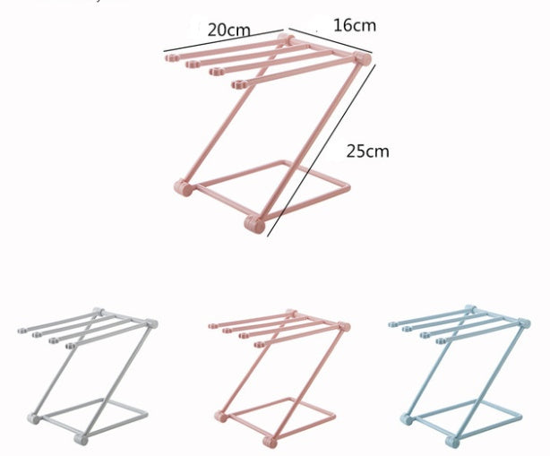 Dishcloth shelf rack on kitchen countertop