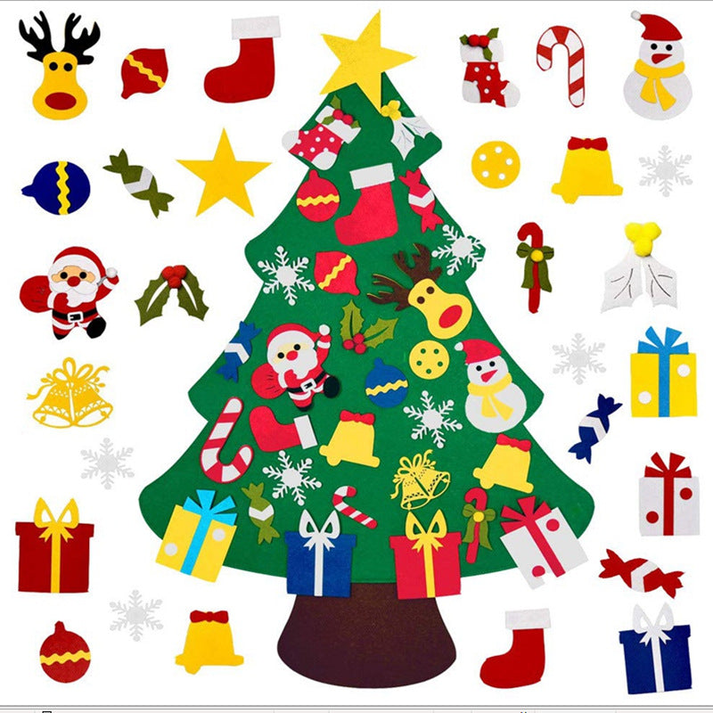 DIY felt Christmas tree with detachable ornaments and extra felt pieces