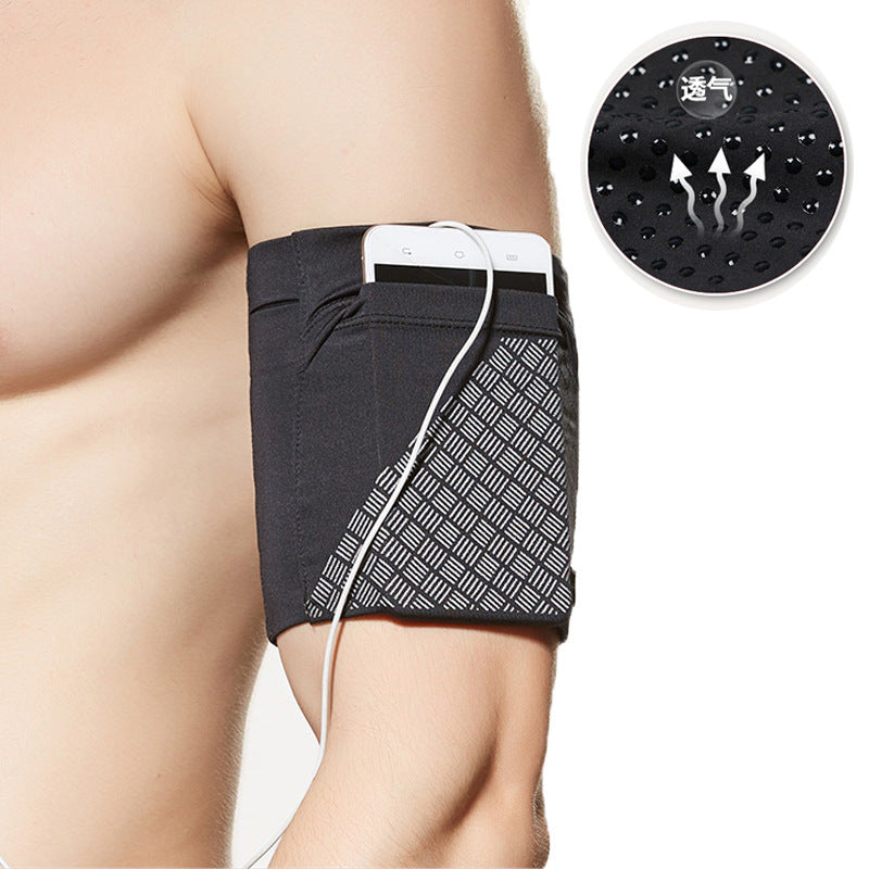 Armband folded for storage in a gym bag
