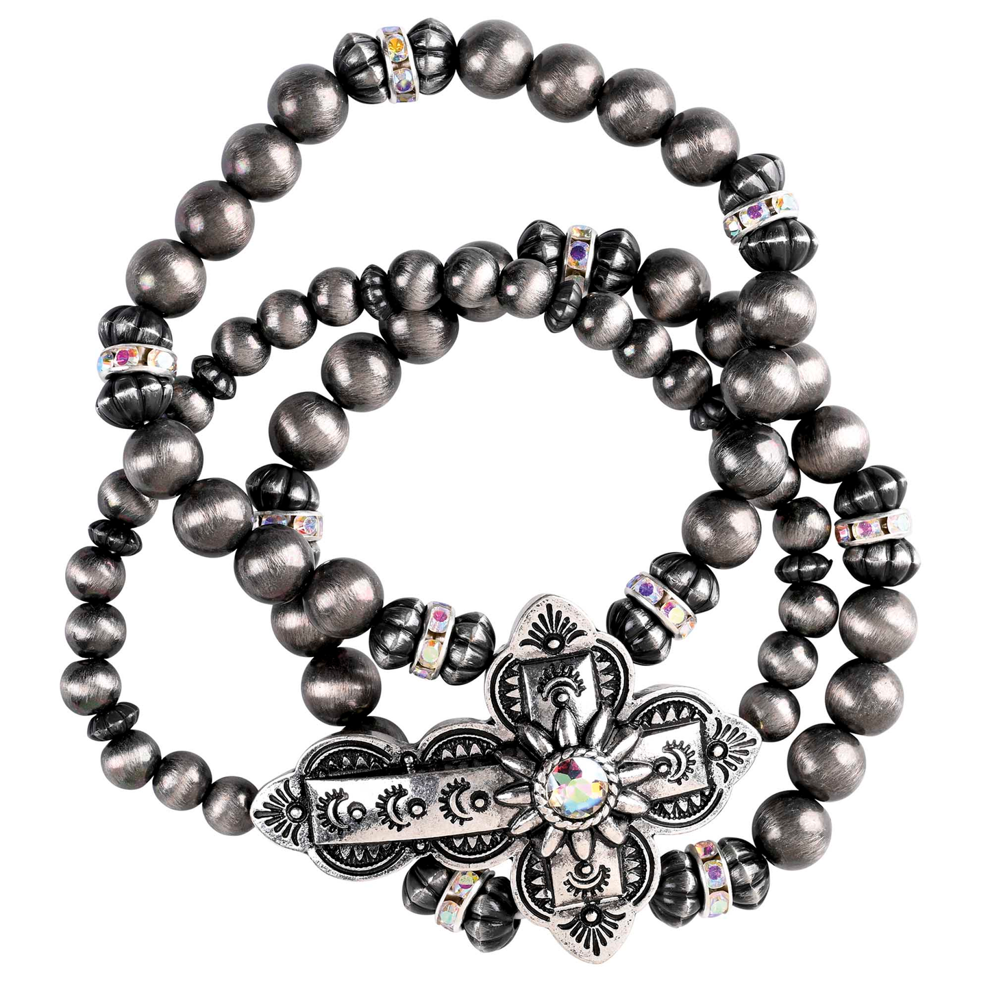 Triple Stack Sideways Cross Stretch Bracelet