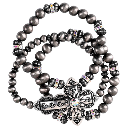 Triple Stack Sideways Cross Stretch Bracelet