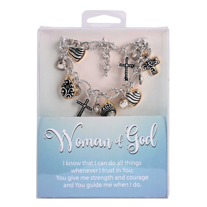 Woman of God Two-Tone Multi-Cross Bracelet