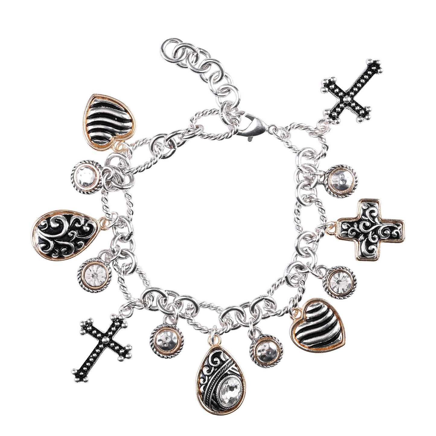 Woman of God Two-Tone Multi-Cross Bracelet