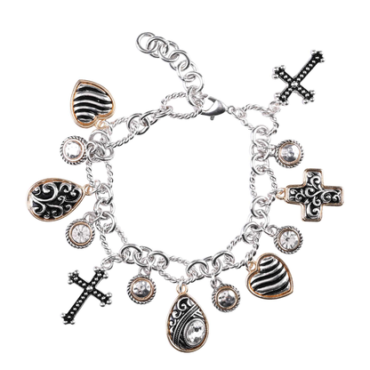 Woman of God Two-Tone Multi-Cross Bracelet