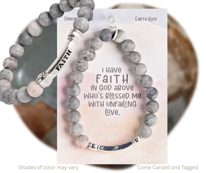 Faith Earth Rock Stone Stretch Bracelet