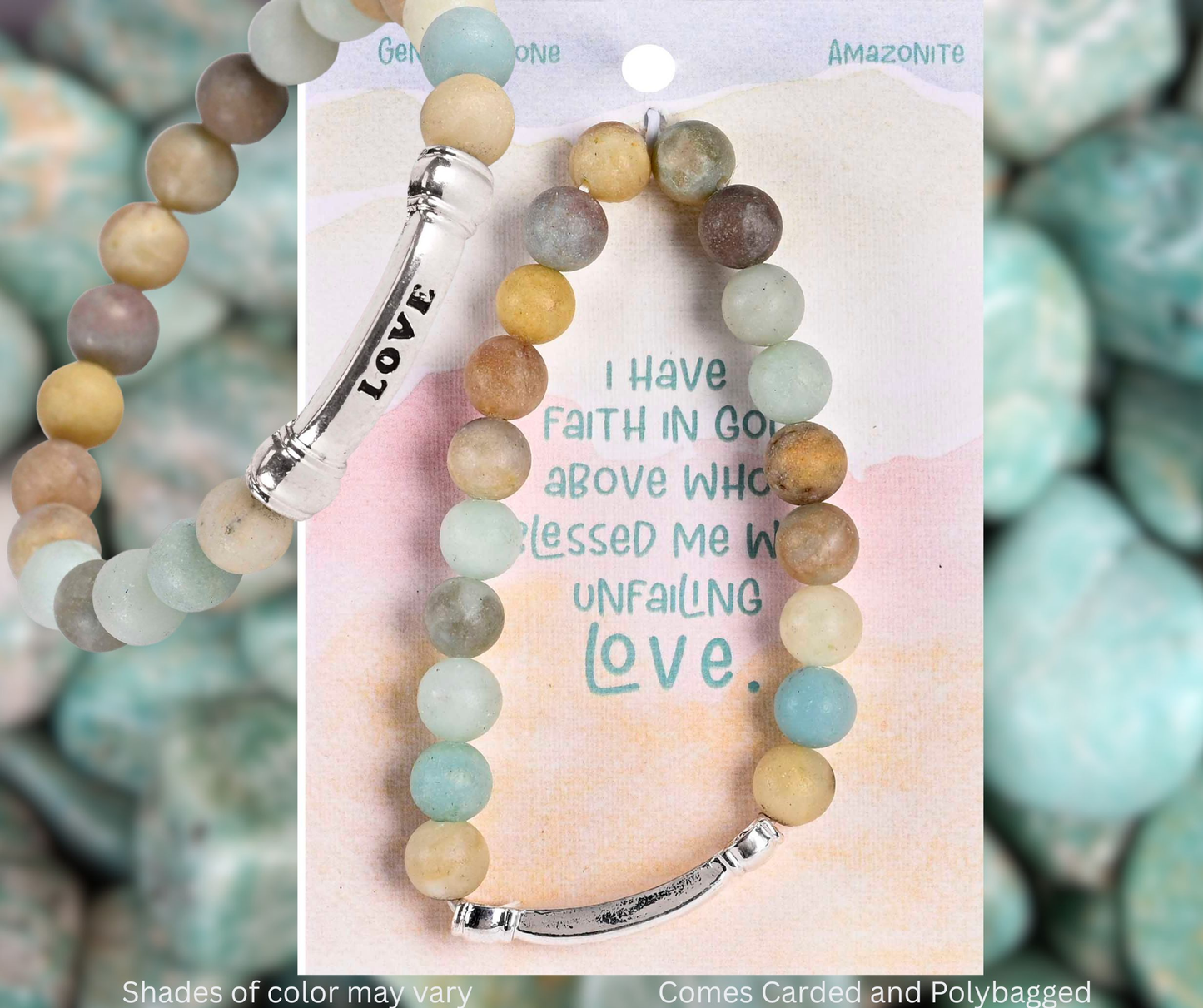 Love Amazonite Gemstone Stretch Bracelet