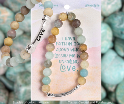 Love Amazonite Gemstone Stretch Bracelet
