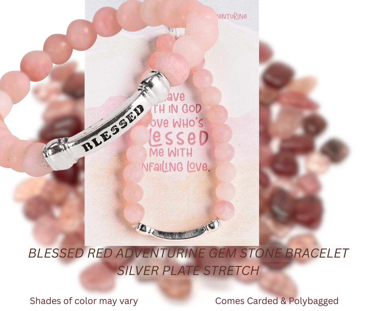 Blessed Red Aventurine Gemstone Stretch Bracelet