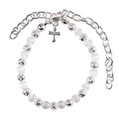 From Baptism to Bride White Cat's Eye Bracelet