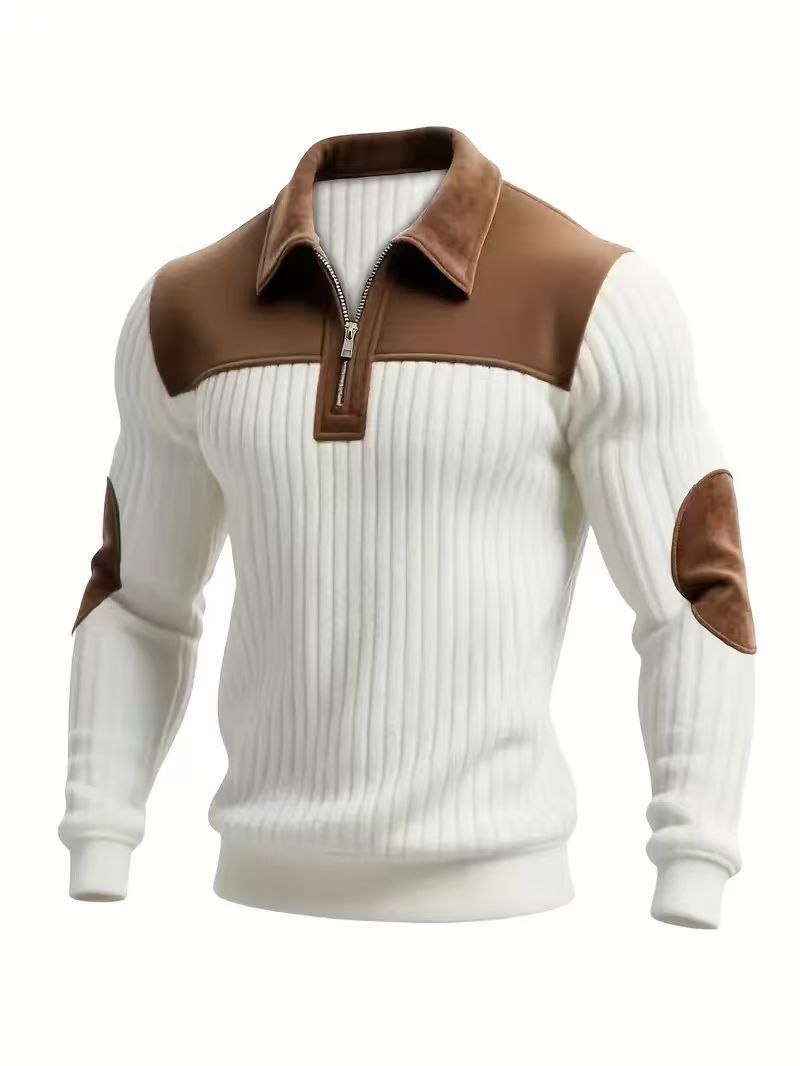 Men's lapel collar full-zip sweatshirt with embroidered patchwork, photo 4