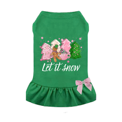 Let It Snow Gingerbread Dog Dress
