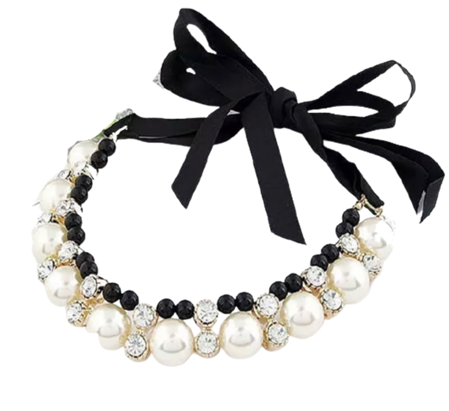 Lovely Pearl Ribbon Dog Necklace