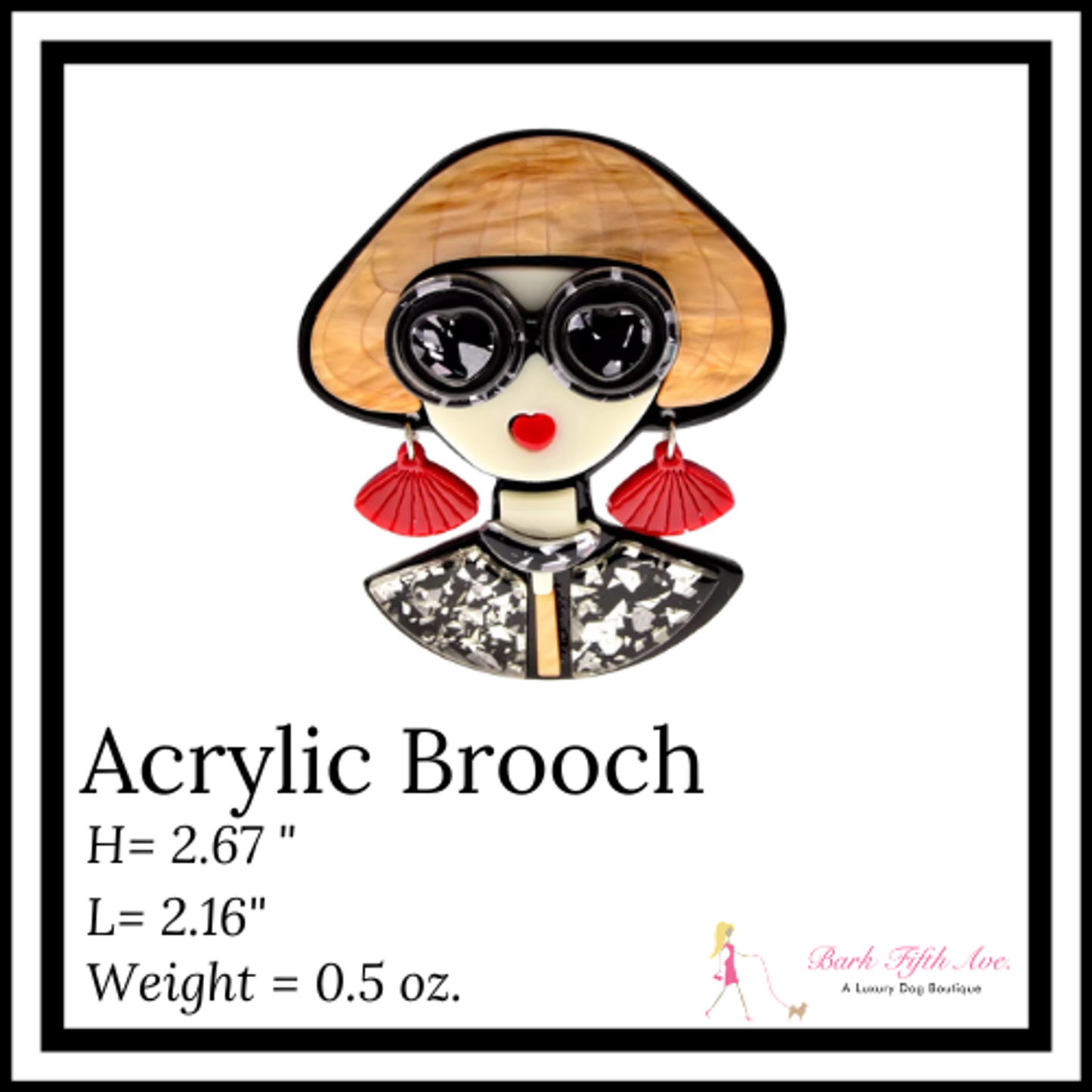 Bark Fifth Avenue Acrylic Brooch So Vogue Dog Dress