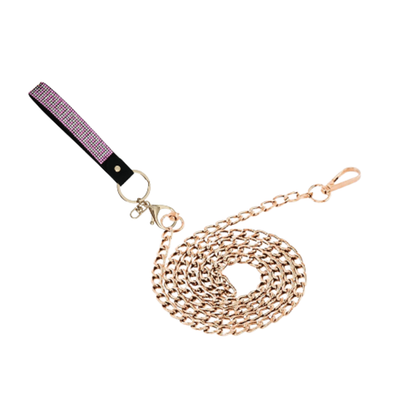 Pink Rhinestone and Gold Metal Dog Lead