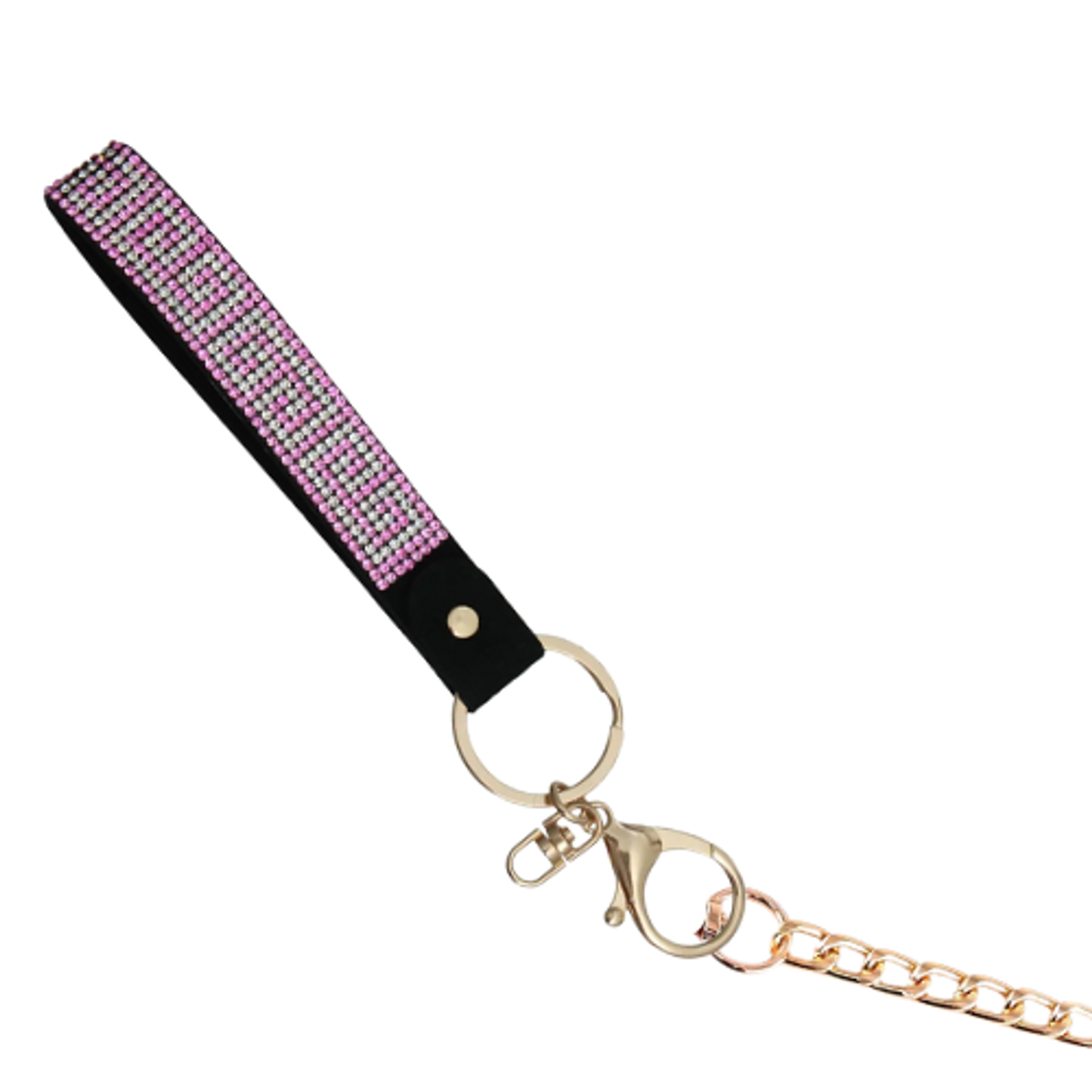 Pink Rhinestone and Gold Metal Dog Lead