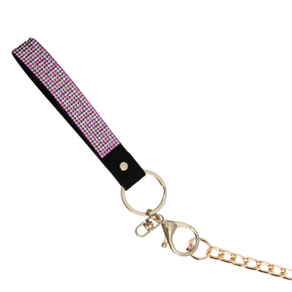 Pink Rhinestone and Gold Metal Dog Lead