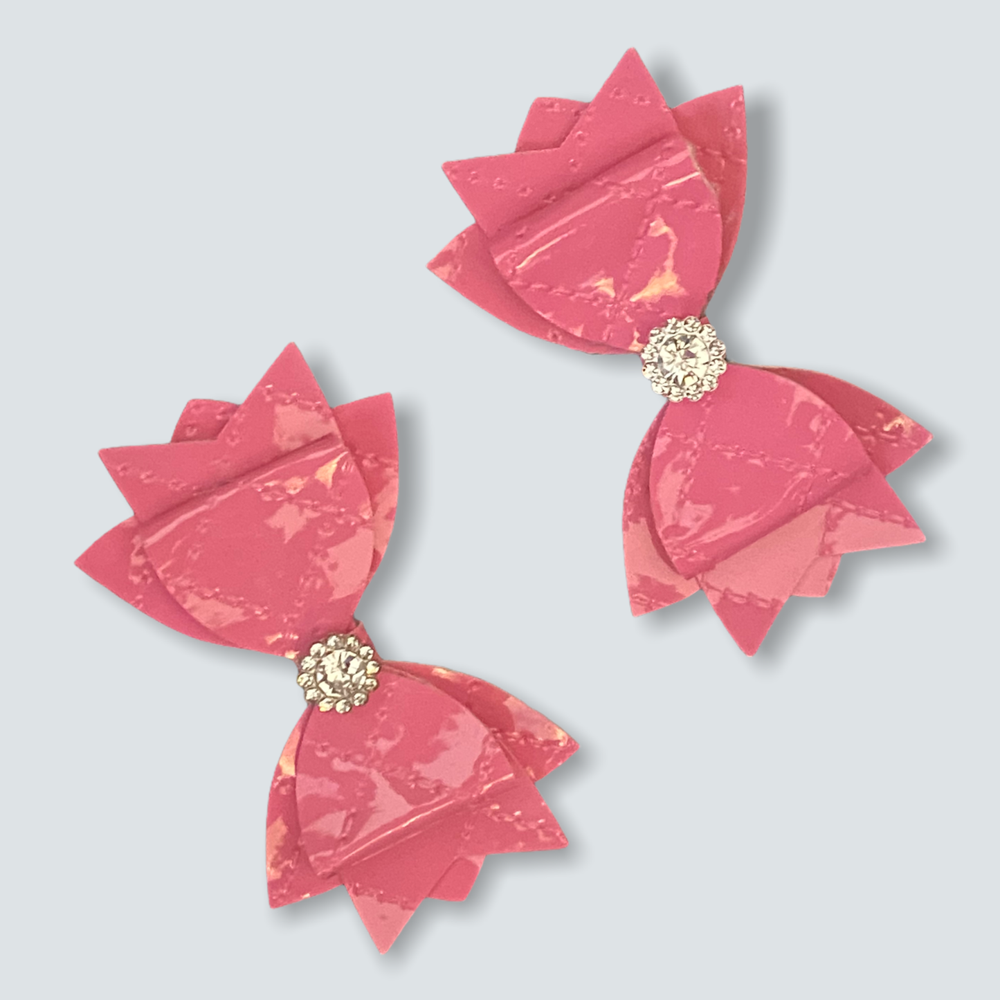 Quilted Vegan Leather Dog Hair Bow