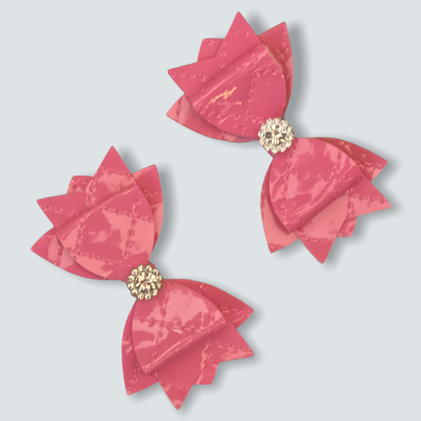 Quilted Vegan Leather Dog Hair Bow