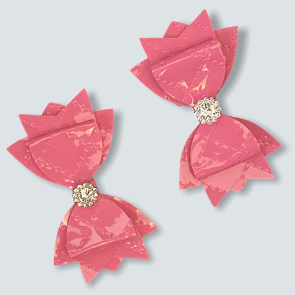 Quilted Vegan Leather Dog Hair Bow