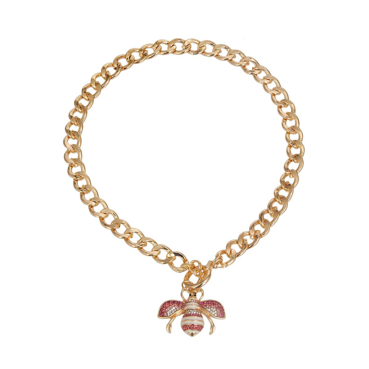 Rainbow Rhinestone Bee Toggle Dog Necklace