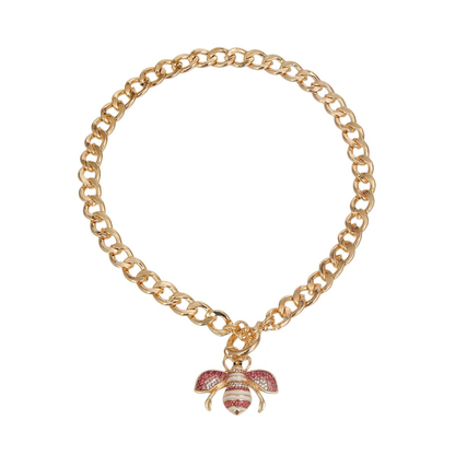 Rainbow Rhinestone Bee Toggle Dog Necklace