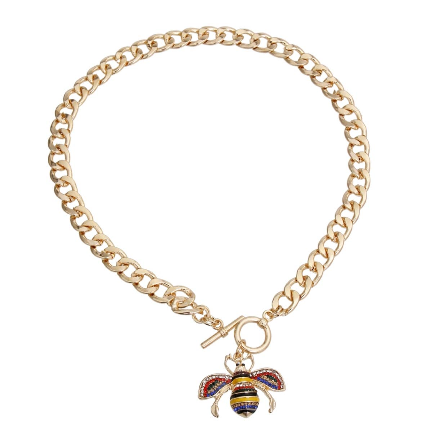 Rhinestone Bee Toggle Dog Necklace