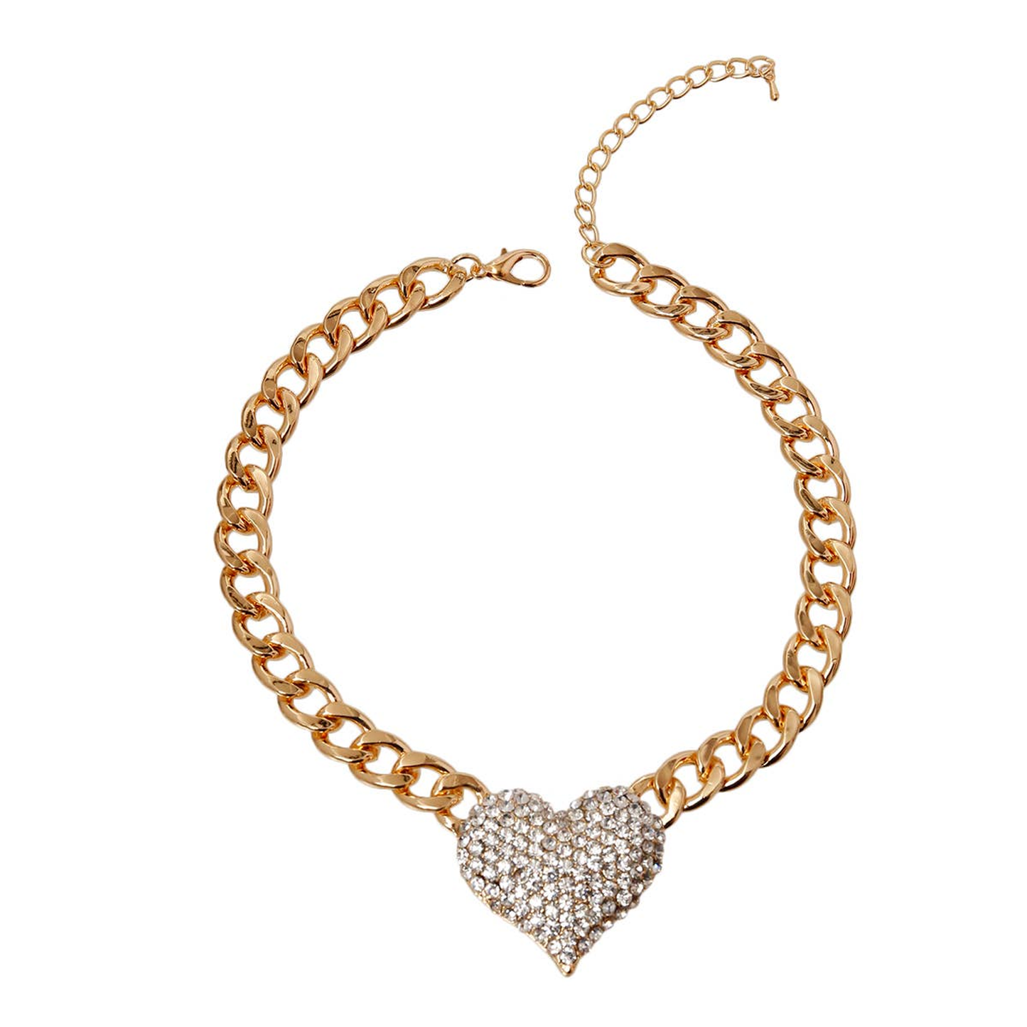 Rhinestone Heart Pendant Dog Necklace
