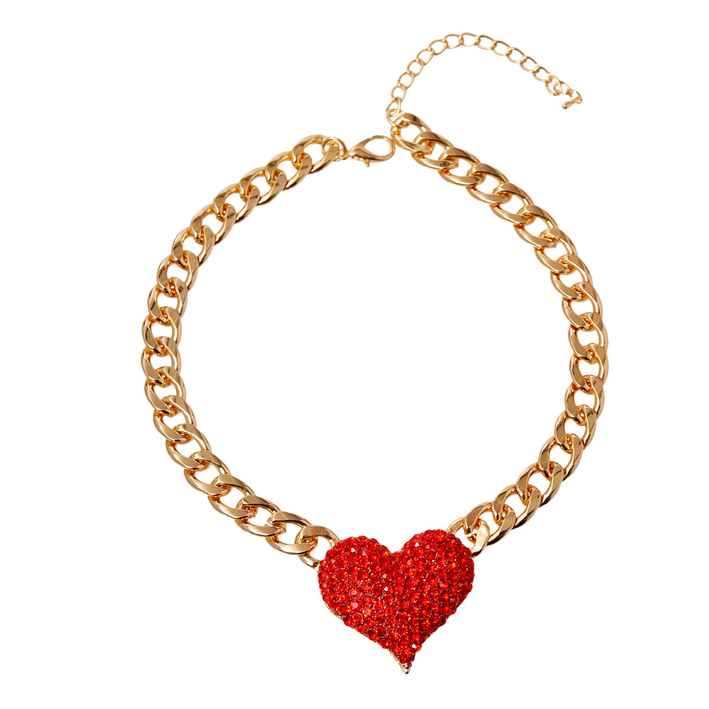 Rhinestone Heart Pendant Dog Necklace