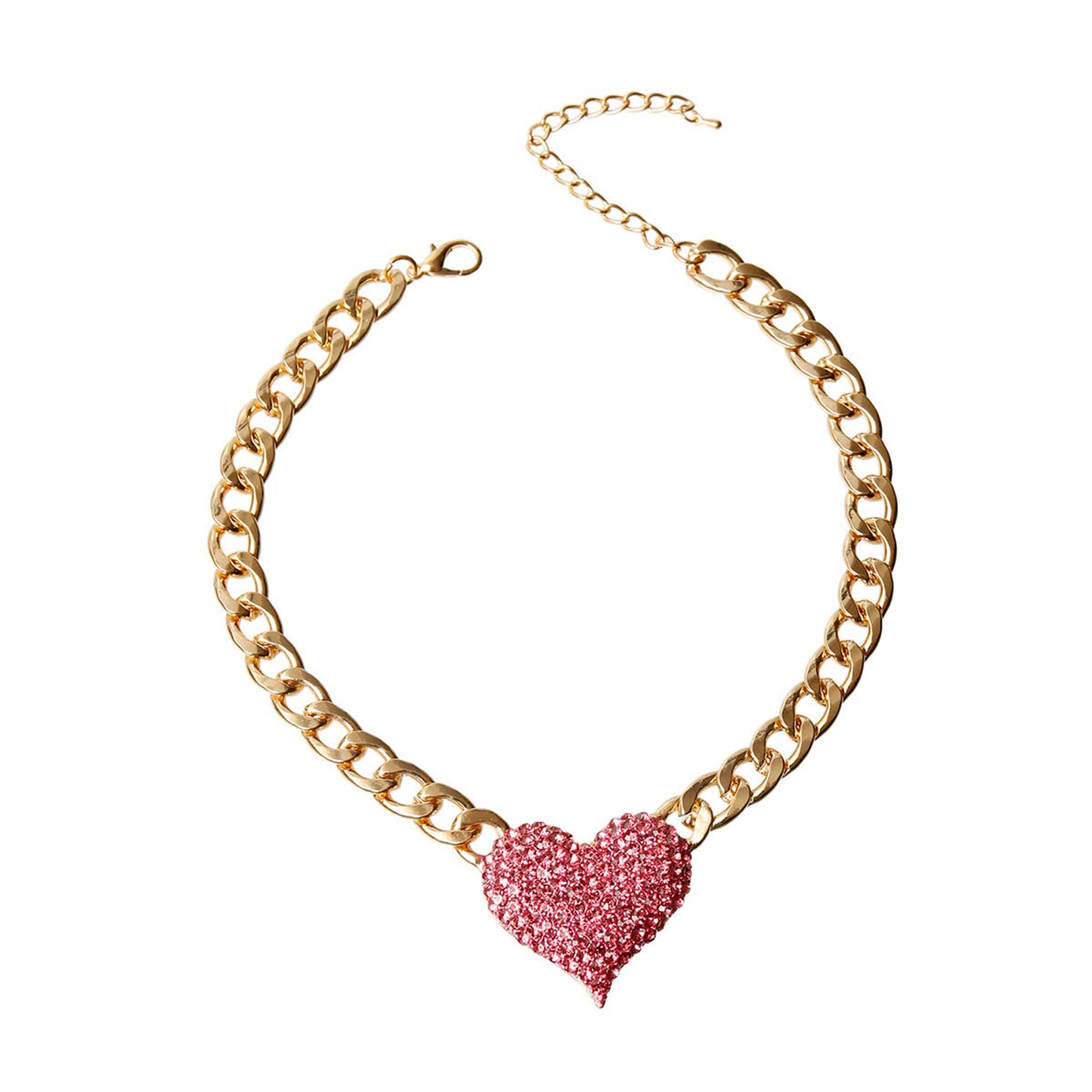 Rhinestone Heart Pendant Dog Necklace