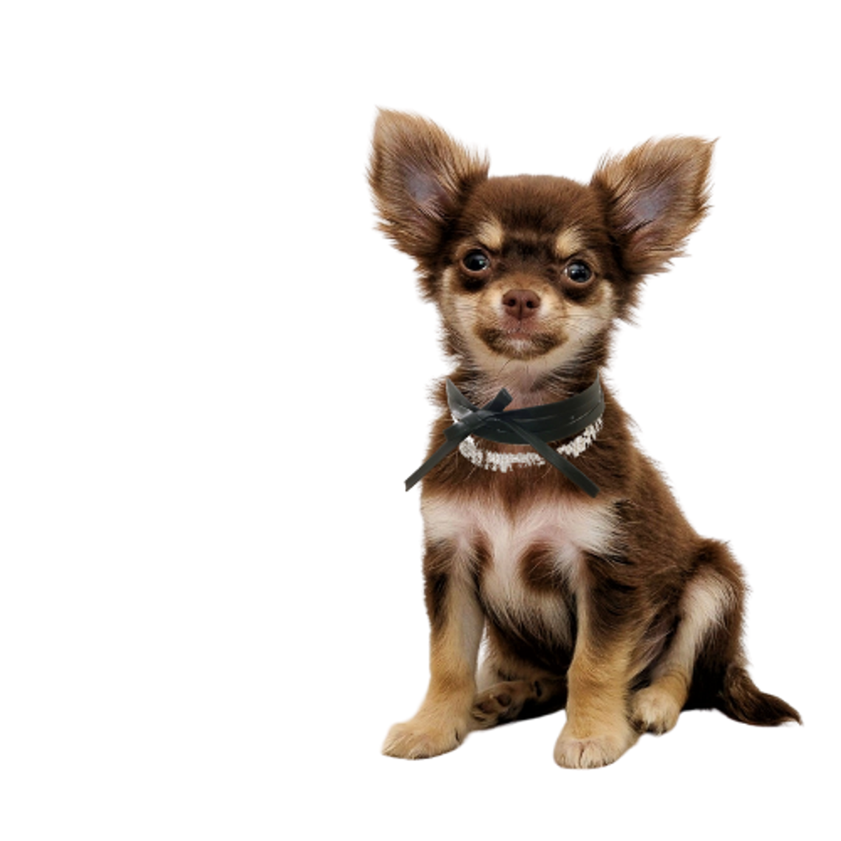 Rhinestone Ribbon Leatherette Dog Necklace